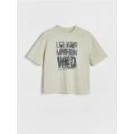 Tricou oversized cu imprimeu - verde-oliv deschis