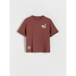 Tricou oversized cu imprimeu - maro