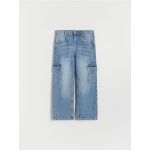 Blugi cargo wide leg - albastru