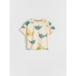 Tricou oversized cu imprimeu - crem