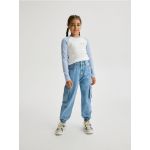 Bluza din bumbac cu imprimeu - albastru-pal