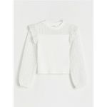 Bluza cu broderie englezeasca la maneci - alb
