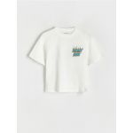 Tricou oversized cu imprimeu - crem