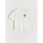 Tricou oversized cu imprimeu - crem
