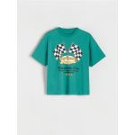 Tricou oversized cu imprimeu - verde