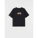 Tricou oversized cu imprimeu - negru