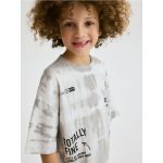 Tricou oversized cu imprimeu - gri deschis