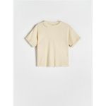 Tricou oversized cu imprimeu - galben-deschis