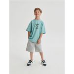 Tricou oversized cu imprimeu - verde-menta