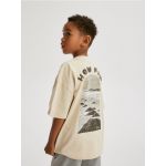 Tricou oversized cu imprimeu - bej