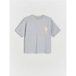 Tricou oversized cu imprimeu - gri deschis