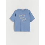 Tricou oversized cu imprimeu - albastru