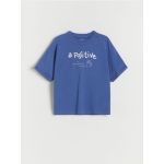 Tricou oversized cu imprimeu - bleumarin