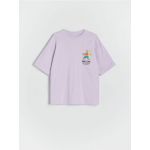 Tricou oversized cu imprimeu - lavand