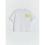 Tricou oversized cu imprimeu - gri deschis