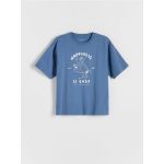 Tricou oversized cu imprimeu - albastru