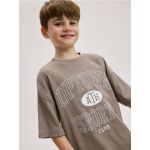 Tricou oversized cu imprimeu - maro