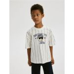Tricou oversized cu imprimeu - crem