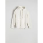 Bluza monocromatica cu gluga - crem