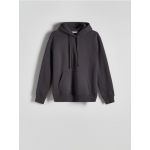 Bluza monocromatica cu gluga - gri-inchis