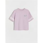 Tricou oversized cu broderie - lavand