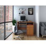 Birou ELIZE, suport glisant pentru tastatura, sertar, rafturi depozitare, doua usi, cires, 90x120x75 cm