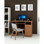 Birou TIP II, cu suport glisant pentru tastatura, sertar, usa, rafturi depozitare, cires, 115x60x82 cm