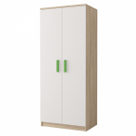 Dulap SMYK III - 06, 2 usi, corp sonoma, front, alb, verde, 80x50x193 cm