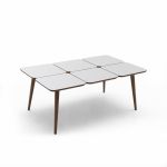 Masuta de cafea PETEK, crem + nuc, 90x66x40 cm