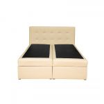 Pat tapitat BOXSPRING VISTA EC, 160x200 cm, cu sezut rabatabil, spatiu depozitare, crem