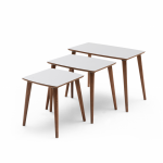 Set 3 masute auxiliare RUYA , maro deschis + crem, 62 47 31x39x50 45 40 cm