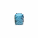 Suport candela lumanare IN VETRO, albastru inchis transparent, 8x9 cm