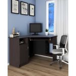 Birou de colt SU-14, cu suport glisant pentru tastatura, rafturi depozitare, usa, wenge, 90x120x75 cm