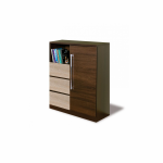Comoda DY1, 1 usa si 3 sertare, sonoma inchis + MDF sonoma deschis, 85x42x105 cm