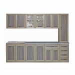 Set Bucatarie GRETA, L 260 cm, 8 corpuri, blat termorezistent, corp sonoma, fronturi stejar trufe