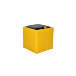 Taburet BOX, cu spatiu depozitare, imitatie piele, galben + negru, 37x37x41 cm
