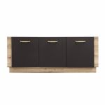 Comoda SO 4, 3 usi, soft close, corp artisan, fronturi MDF artisan + negru, 56x39x135 cm