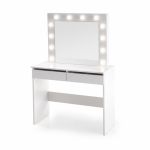 Masuta de toaleta HOLLYWOOD, cu oglinda si iluminare LED, alb, 94x43x140 cm