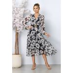 Rochie eleganta Ingrid Floral Bicolora