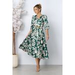 Rochie eleganta Yolanda Verde cu imprimeu alb