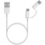 Cablu de date Xiaomi 2 in 1 Micro USB / USB Type C, 100cm, Alb