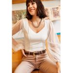 Bluza cu maneci vaporoase de plasa