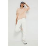 Champion pantaloni femei, culoarea bej, neted