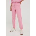 Dkny pantaloni de trening femei, culoarea roz, neted