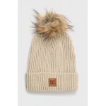 DC caciula culoarea bej, din tricot gros
