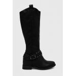 Answear Lab cizme femei, culoarea negru, cu toc plat