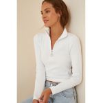 Bluza din amestec de bumbac cu fenta cu fermoar