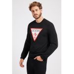 Bluza sport cu imprimeu logo si decolteu la baza gatului