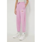 Ellesse pantaloni de trening femei, culoarea roz, cu imprimeu