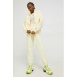 Champion pantaloni de trening femei, culoarea galben, cu imprimeu